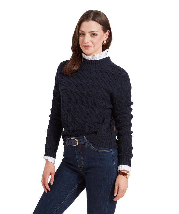 Sandsend Cable Jumper Navy