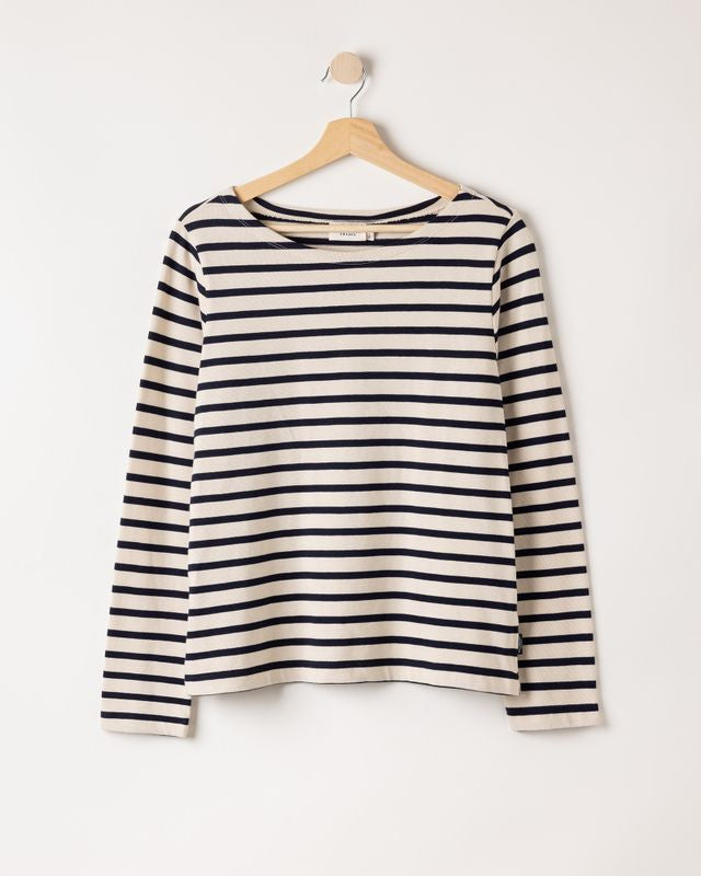 Engla Boatneck Top Ecru/Navy