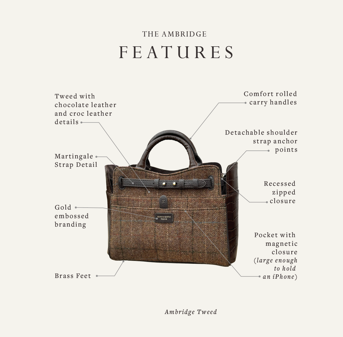 Ambridge Tweed Handheld Bag