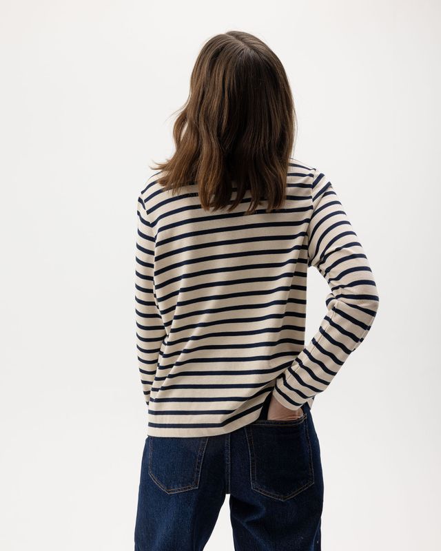 Engla Boatneck Top Ecru/Navy