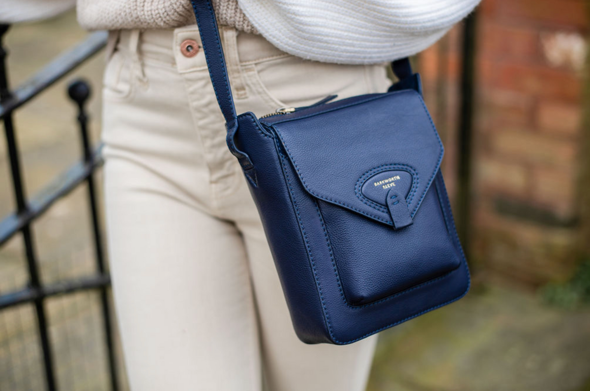 Hackthorn Navy Leather Crossbody Bag