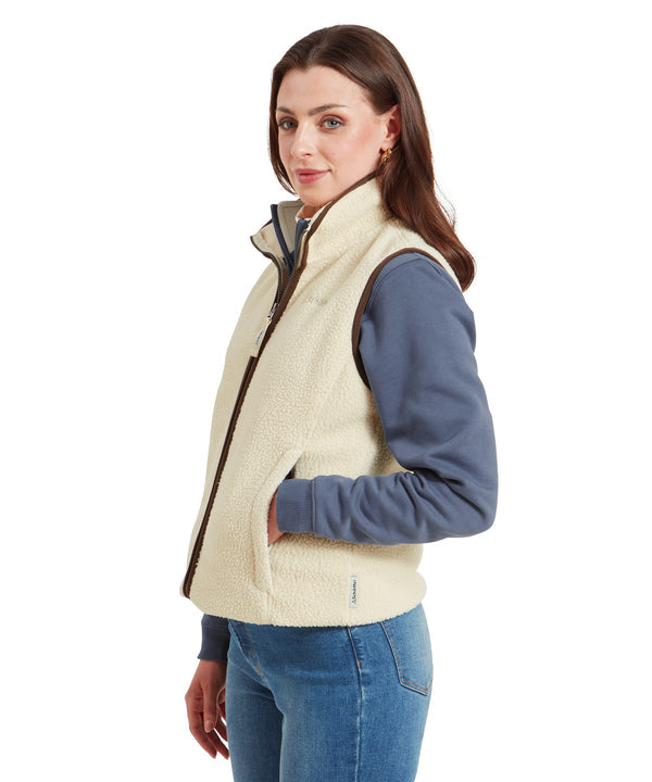 Lyndon Retro Fleece Gilet Ecru