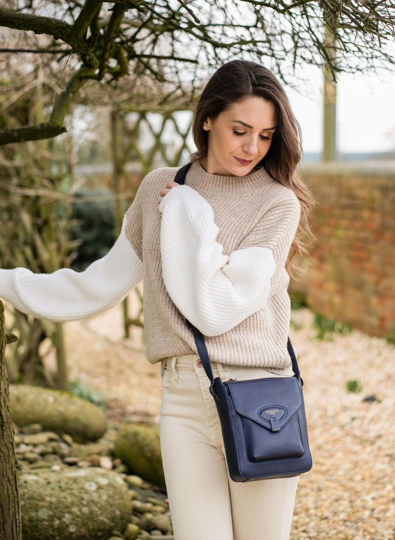 Hackthorn Navy Leather Crossbody Bag