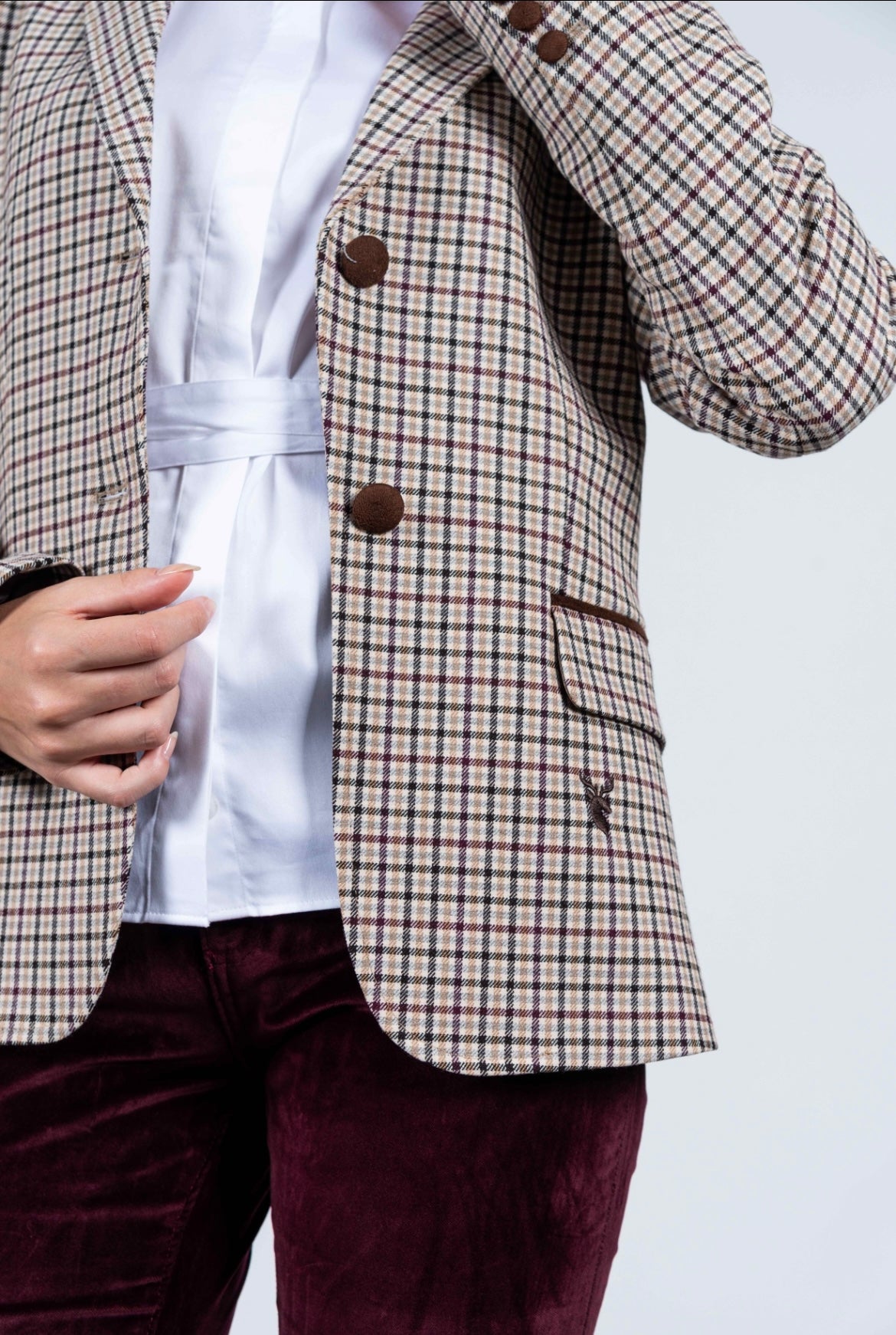 Lilian Blazer Brown Check