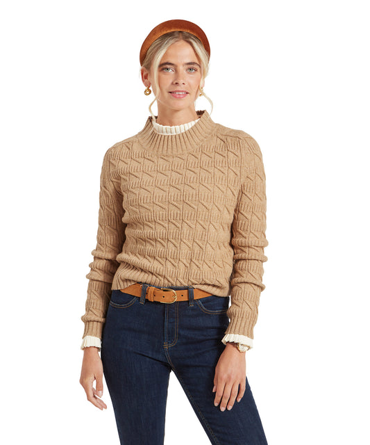 Sandsend Cable Jumper Warm Sand