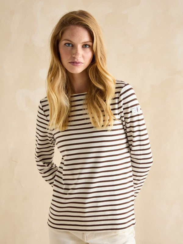 Harbour Brown/Cream Boat Neck Breton Top