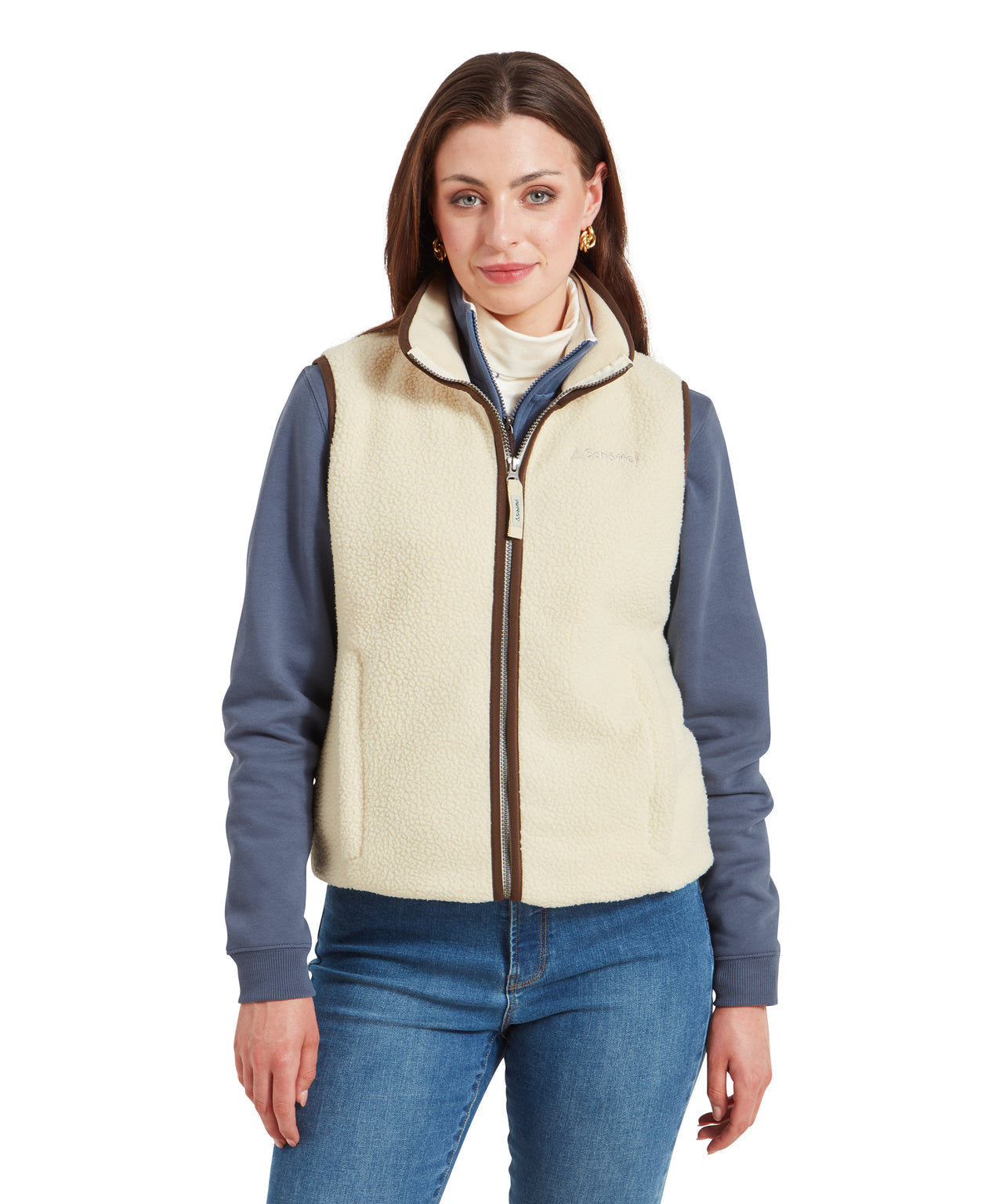 Lyndon Retro Fleece Gilet Ecru