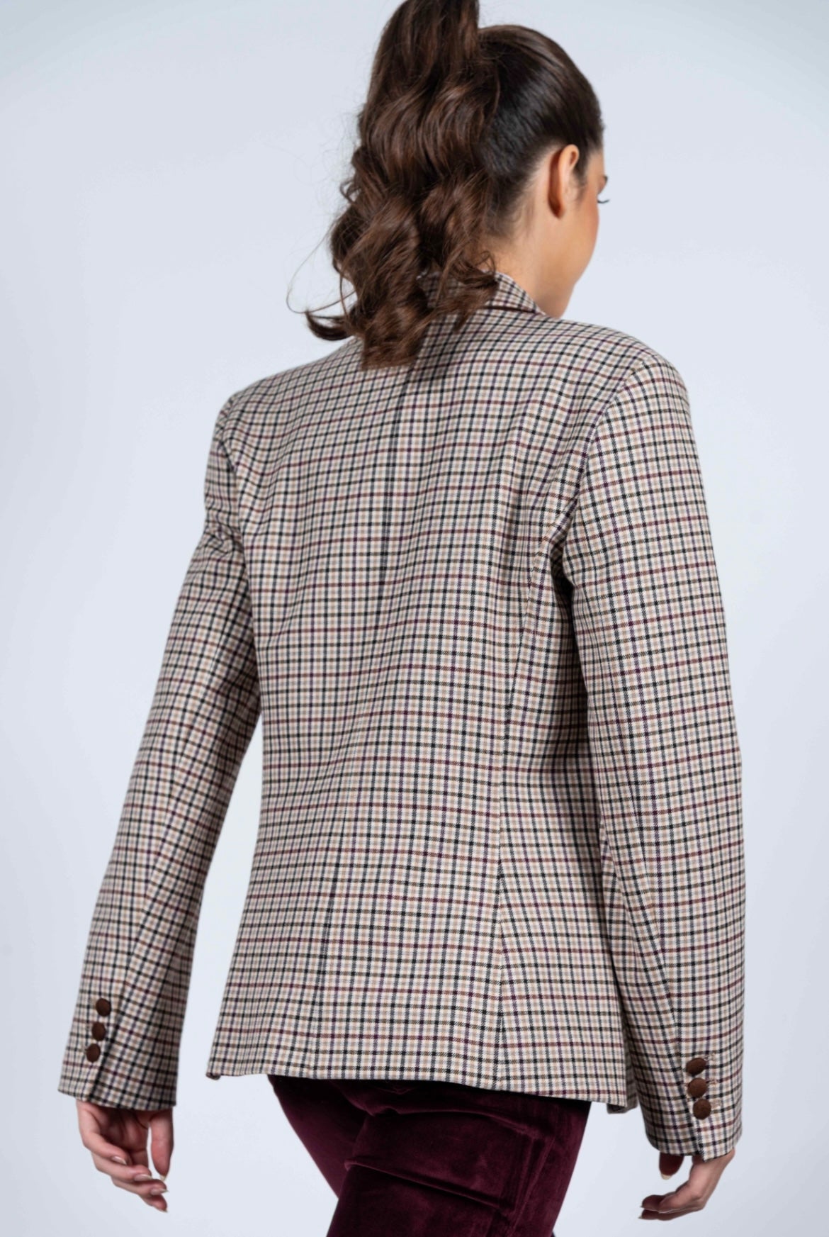 Lilian Blazer Brown Check