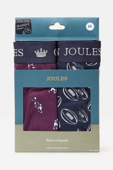 Crown Joules
Navy/Purple Pack of Two Cotton Boxers