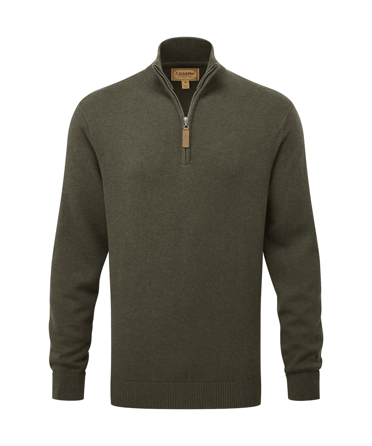 Calton Cotton Cashmere Quarter Zip Jumper Loden Green