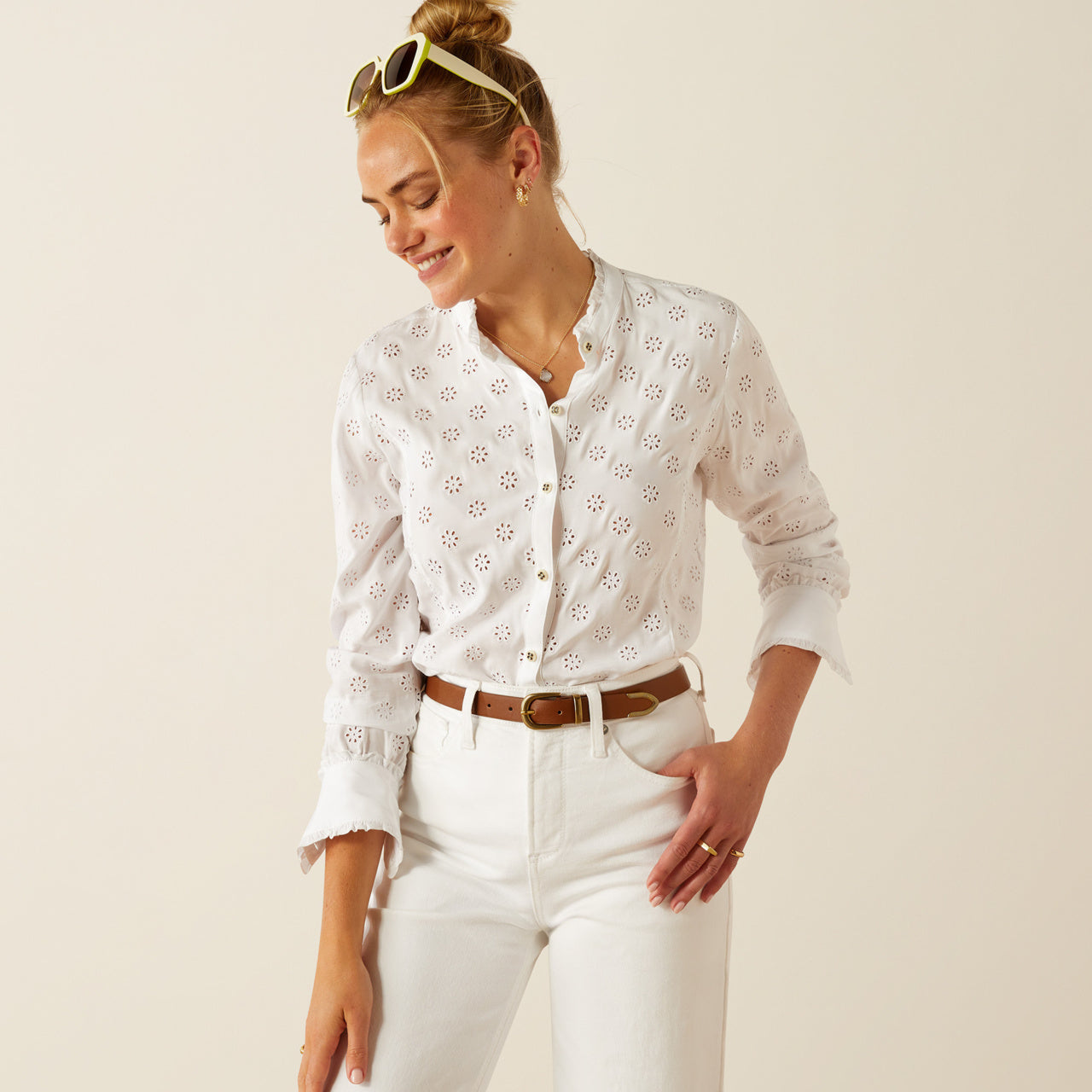 Clarion White Eyelet Blouse