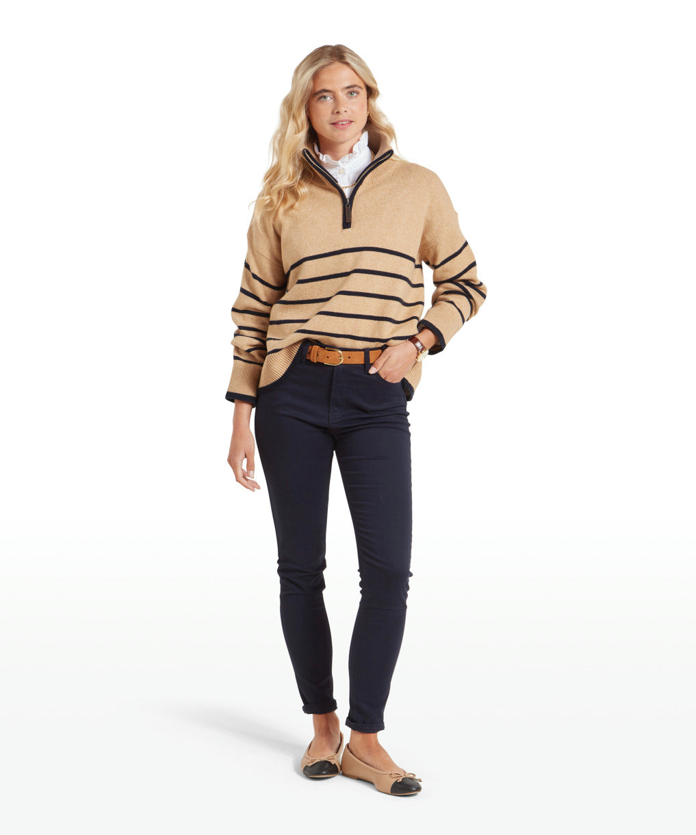 Sandsend Quarter Jumper Warm Sand