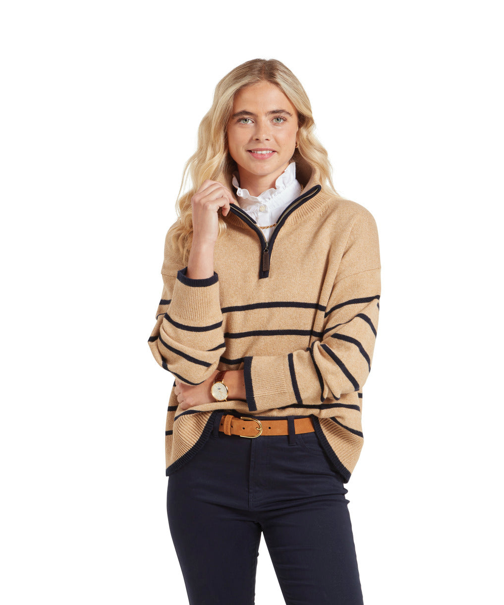 Sandsend Quarter Jumper Warm Sand