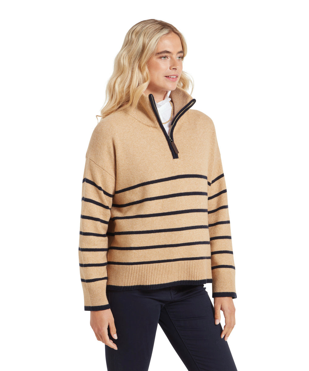 Sandsend Quarter Jumper Warm Sand