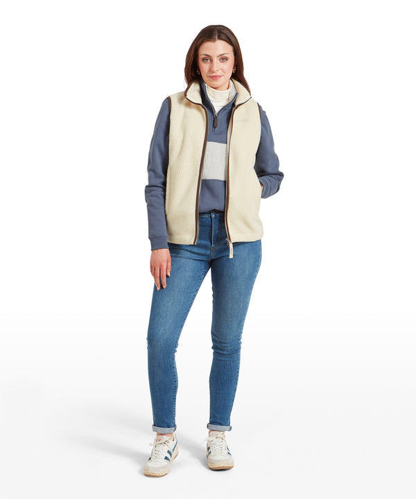 Lyndon Retro Fleece Gilet Ecru