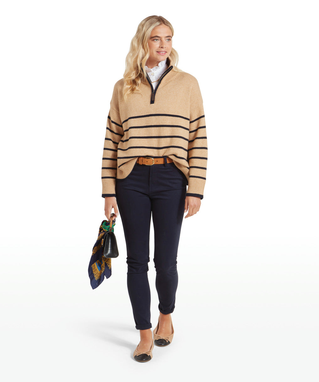 Sandsend Quarter Jumper Warm Sand