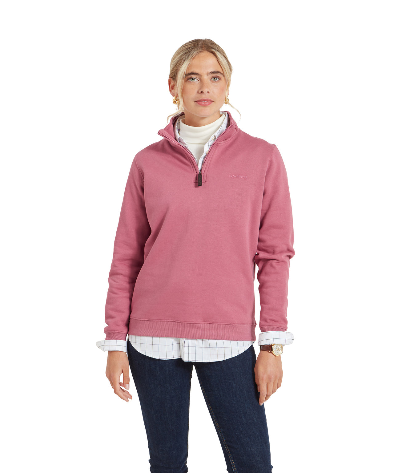 Sennen Cove Quarter Zip Sweatshirt Dark French Rose