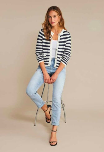 Danelle jacket navy/ecru stripe