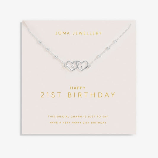 Forever Yours 'Happy 21st Birthday' Necklace In Silver Plating