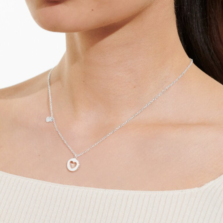 Style Stories Pavé Edge Heart Necklace In Silver Plating