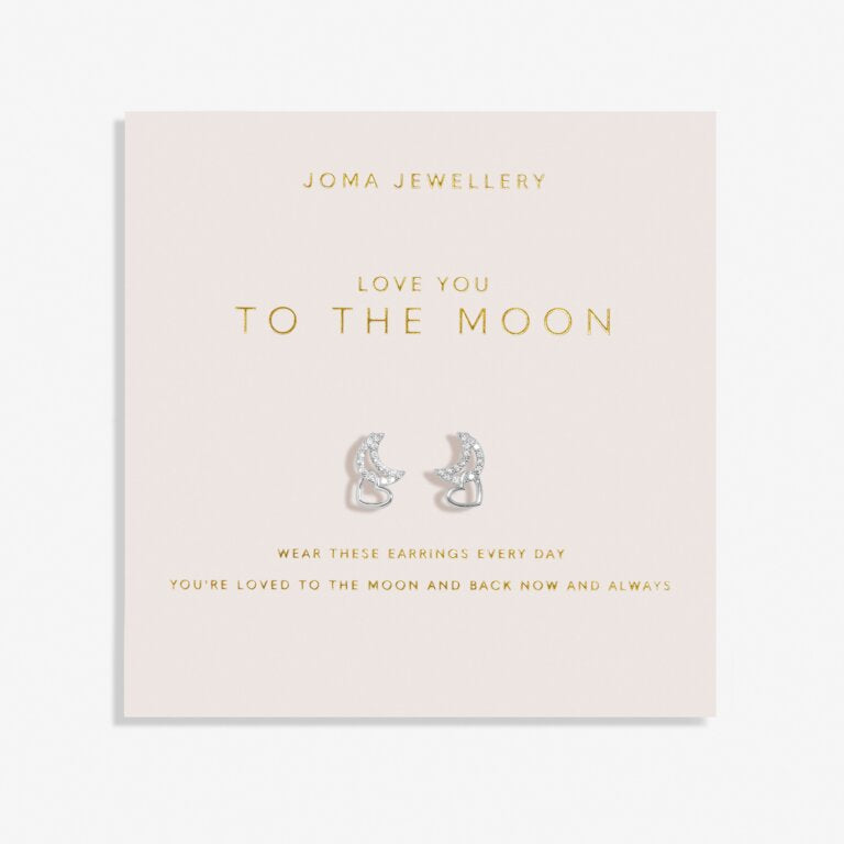 Forever Yours 'Love You To The Moon' Earrings In Silver Plating