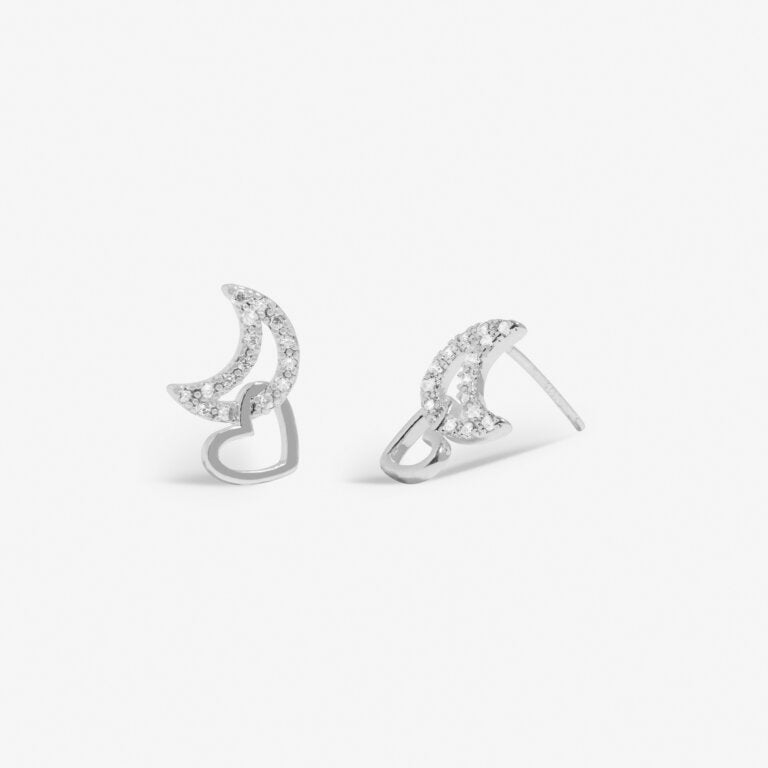 Forever Yours 'Love You To The Moon' Earrings In Silver Plating