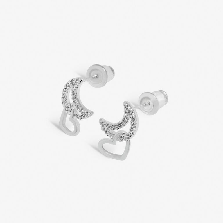 Forever Yours 'Love You To The Moon' Earrings In Silver Plating