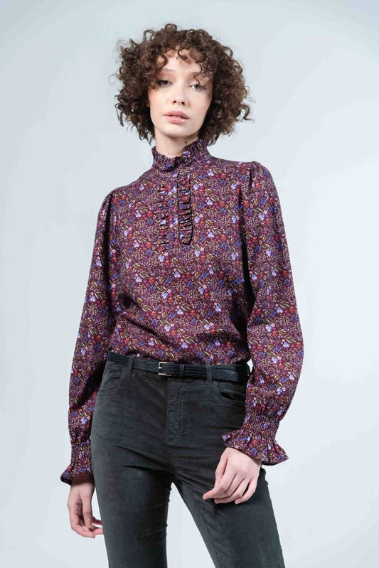 Aurora Wine Flowers Blouse