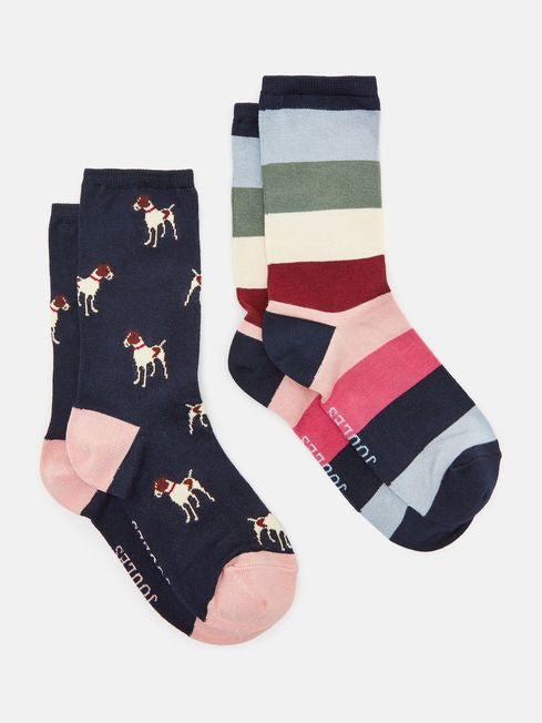 Everyday
Navy/Pink Pack of Two Socks