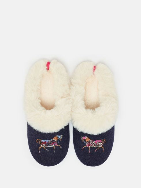 Slippet Luxe
Navy Embroided Slippers