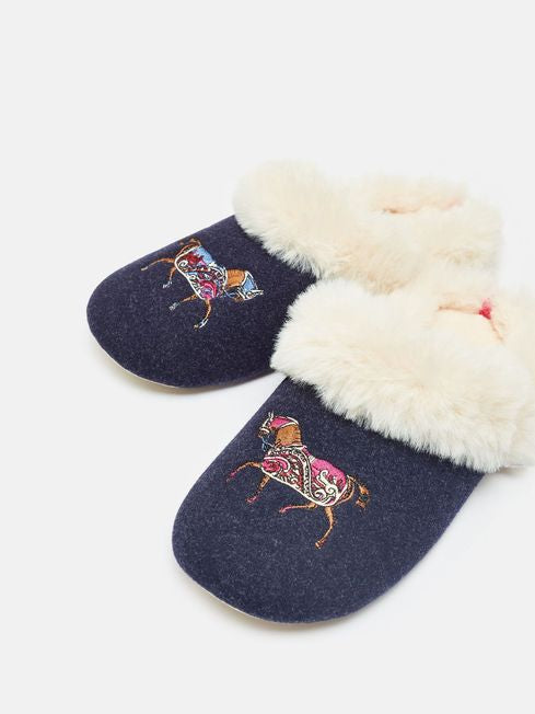 Slippet Luxe
Navy Embroided Slippers