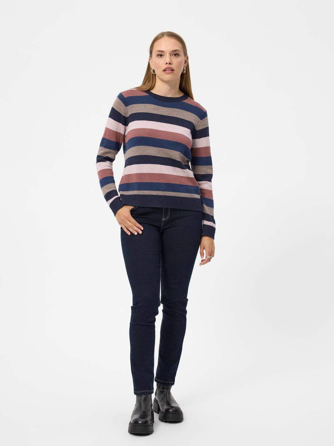 Joe Knit Jumper Pale Pink Stripe