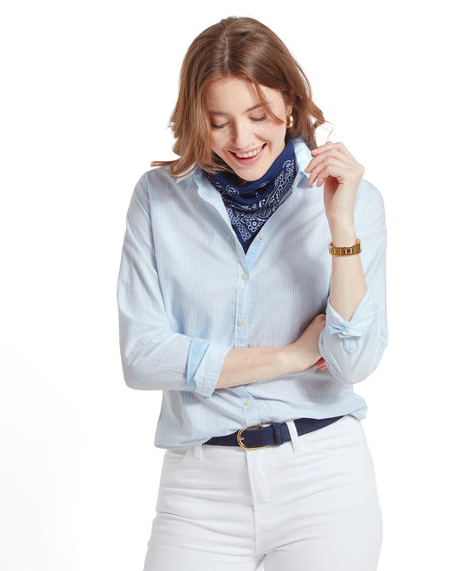 Cley Soft Oxford Shirt Pale Blue Stripe