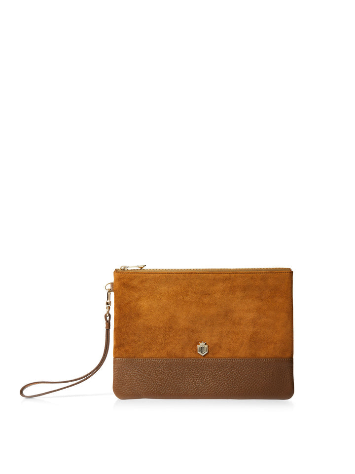 The Highbury Women's Clutch Bag - Tan Suede