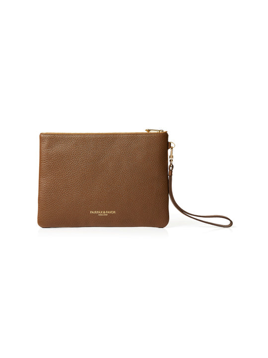 The Highbury Women's Clutch Bag - Tan Suede