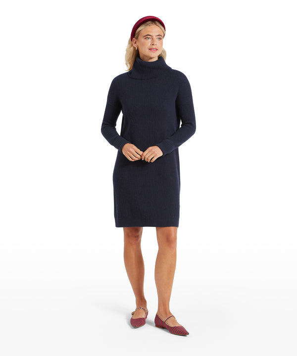 Filey Roll Neck Dress Navy