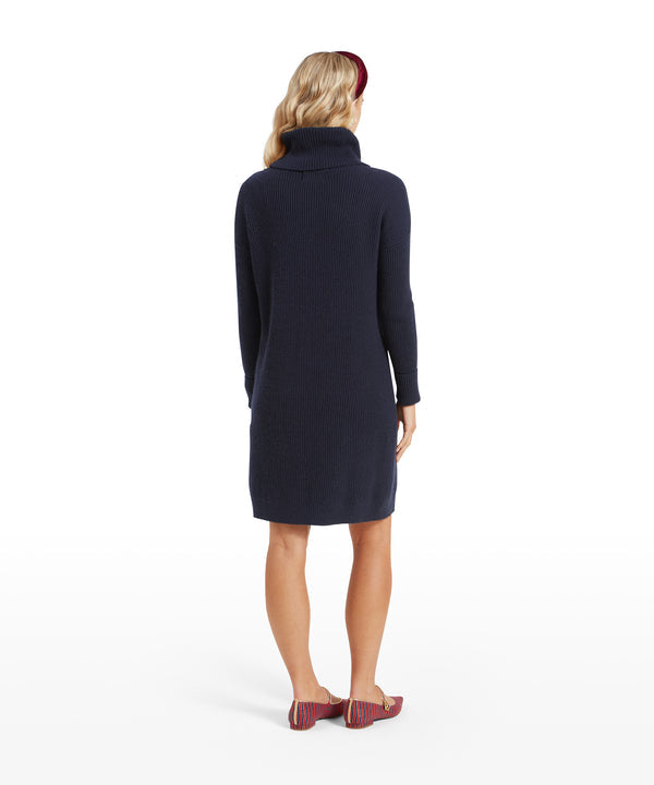 Filey Roll Neck Dress Navy