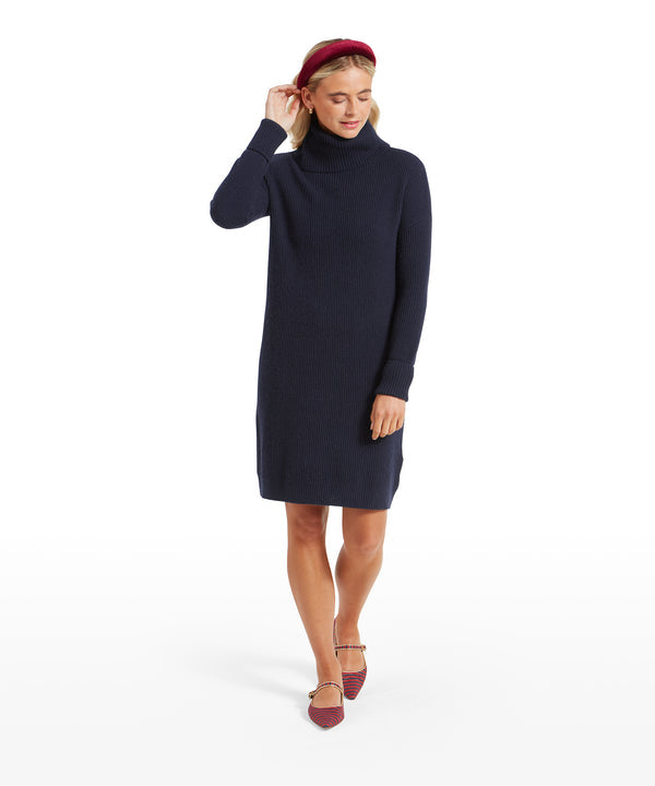 Filey Roll Neck Dress Navy