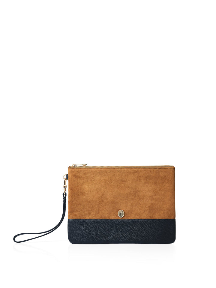 The Highbury Women's Clutch Bag - Tan & Navy Suede – GILES & BELLA