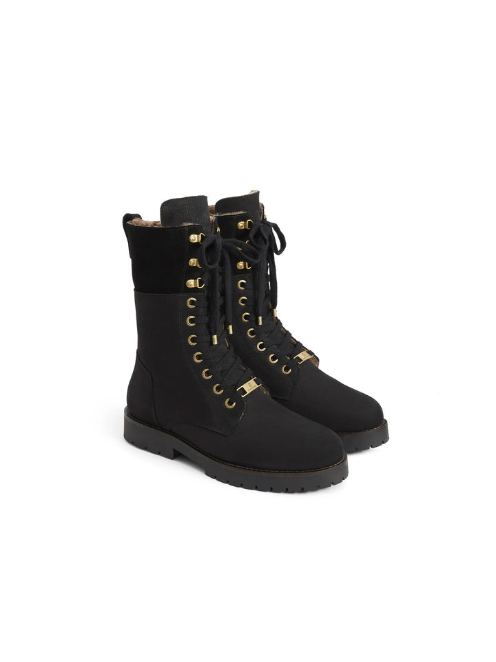 Anglesey Stockist Exclusive
Shearling Lined Combat Boots - Black Nubuck