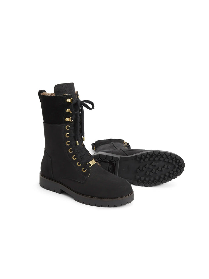 Anglesey Stockist Exclusive
Shearling Lined Combat Boots - Black Nubuck