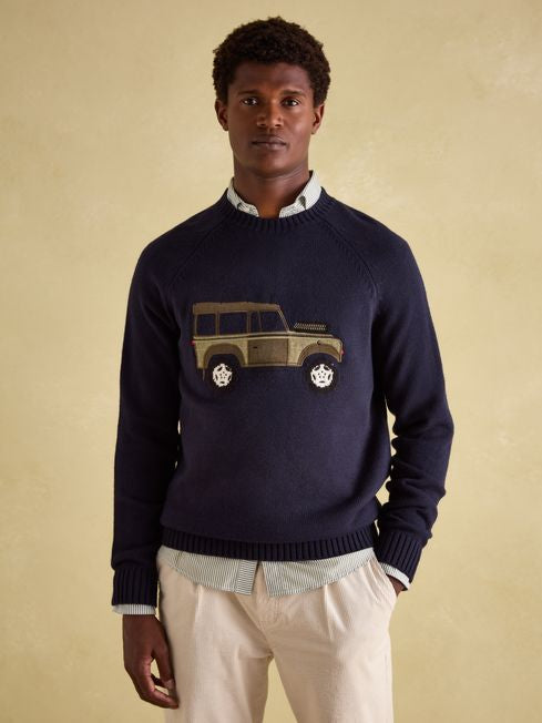 Cracking 4x4
Navy Applique Crew Neck Jumper