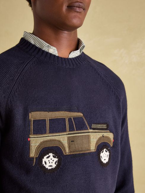 Cracking 4x4
Navy Applique Crew Neck Jumper