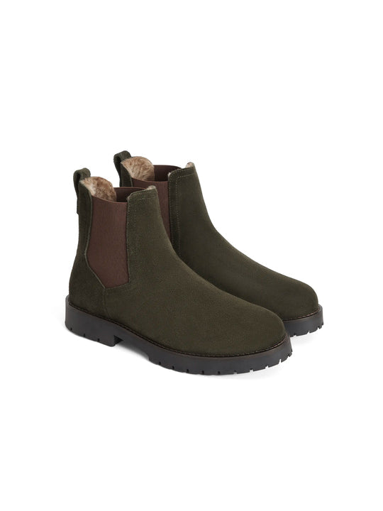 The Boudica Women's Shearling-Lined Ankle Boot - Moss Green