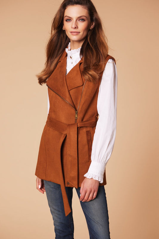 The Wentworth Faux Suede Gilet Tan