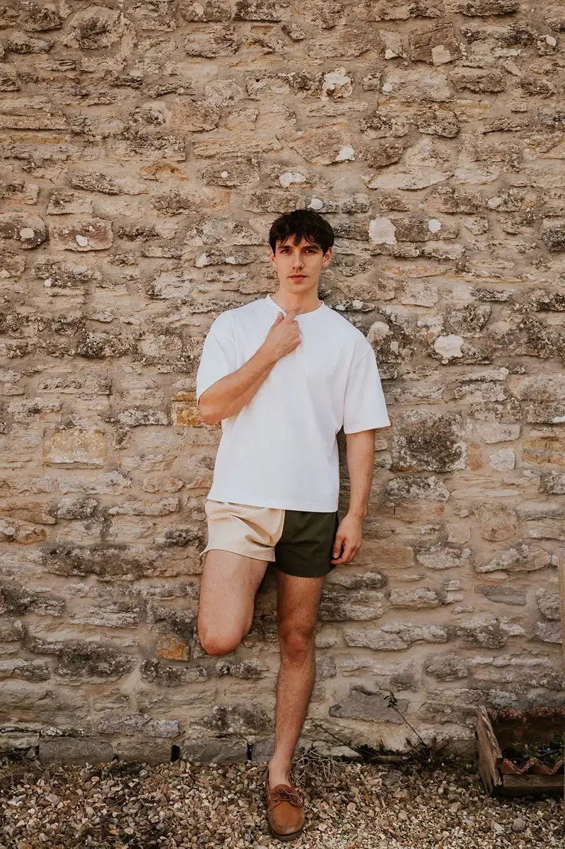 Unisex Khaki & Cream Shorts