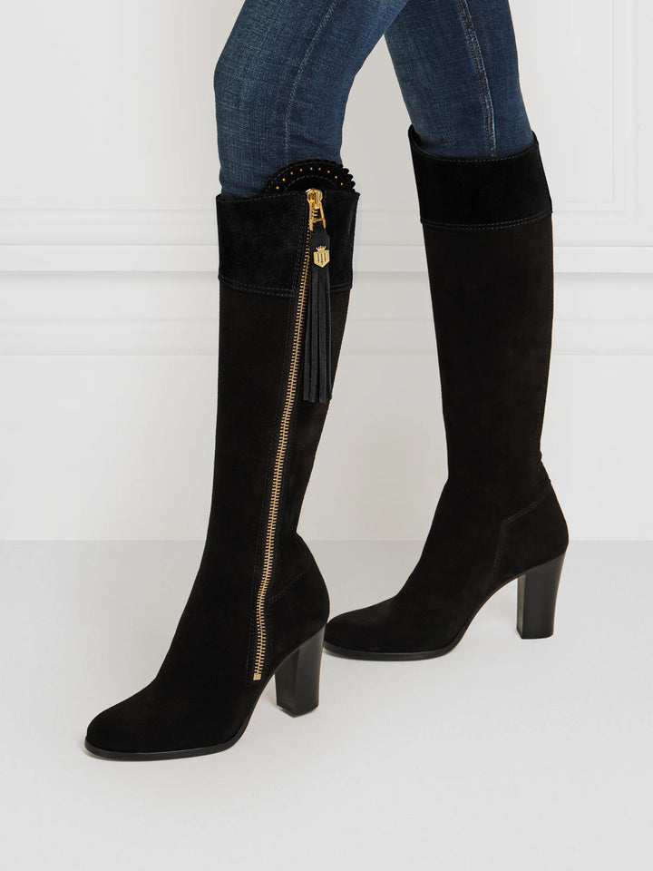 High Heeled Sporting Fit Regina Black Suede