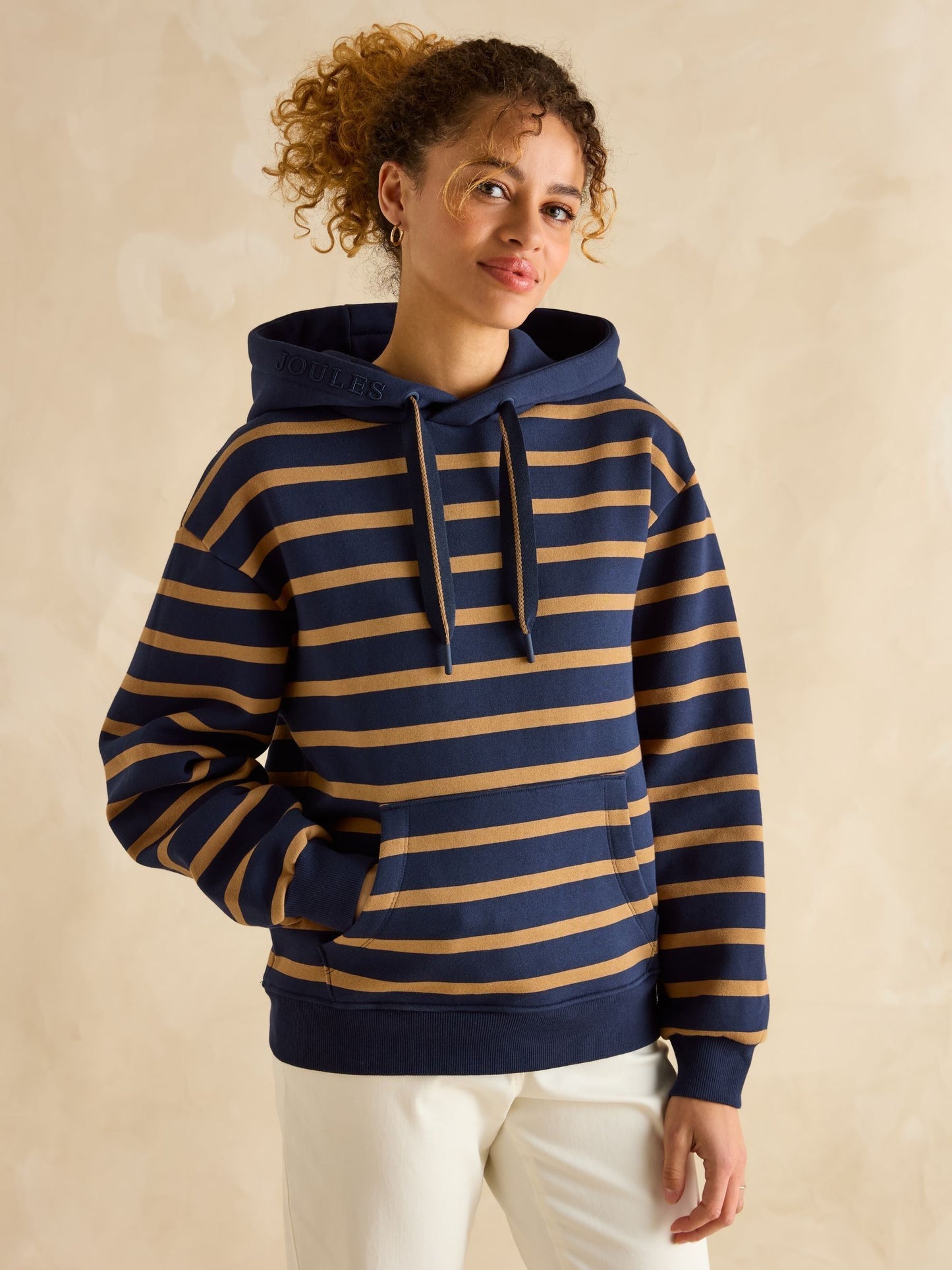 Milbourne Navy Tan Stripe Hoodie