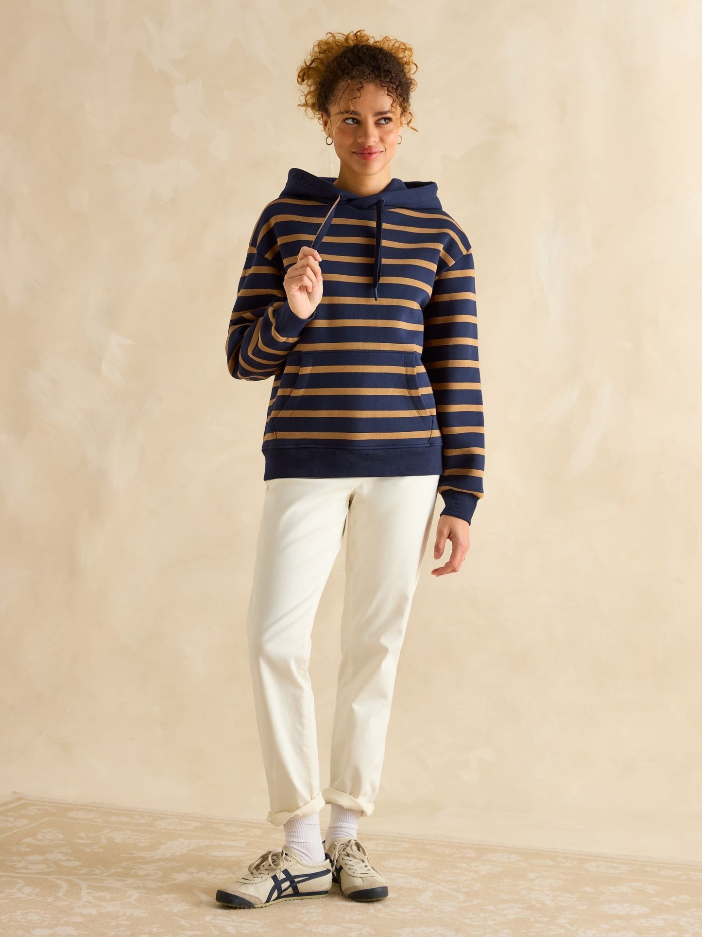 Milbourne Navy Tan Stripe Hoodie