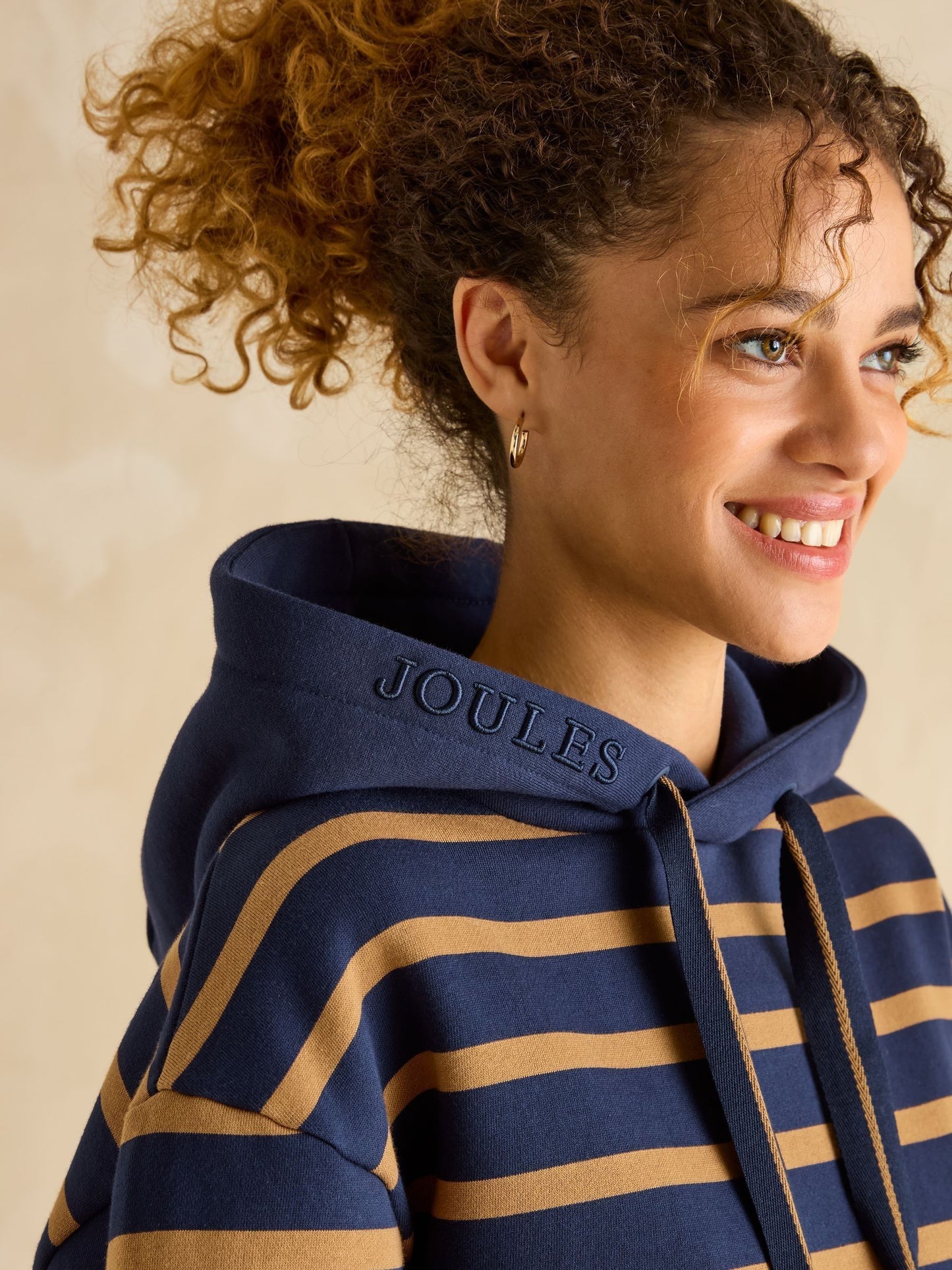 Milbourne Navy Tan Stripe Hoodie